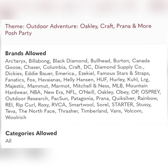 THANK YOU!!!!! Outdoor Adventure: Oakley, Craft, Prana and More Posh Party!! ๐ฅณ - Picture 2 of 2